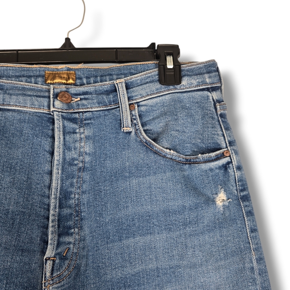 Mother The Tripper Ankle Fray Size 33 Button Fly Distressed Holes Raw Hem - Picture 8 of 16